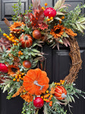 Deluxe 65cm Autumn Pumpkin Wreath
