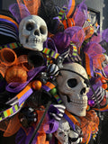 Deluxe Halloween Deco Mesh Skull Wreath