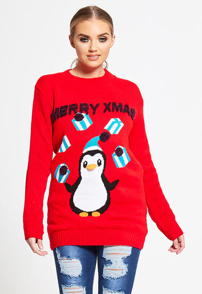 Red Penguin Christmas Jumper